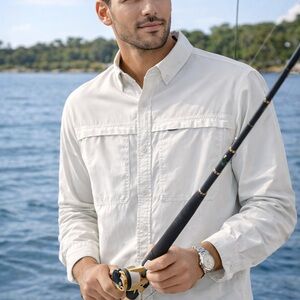 REI Co-op Tactical Fishing Shirt Mens Large White Outdoor Hiking